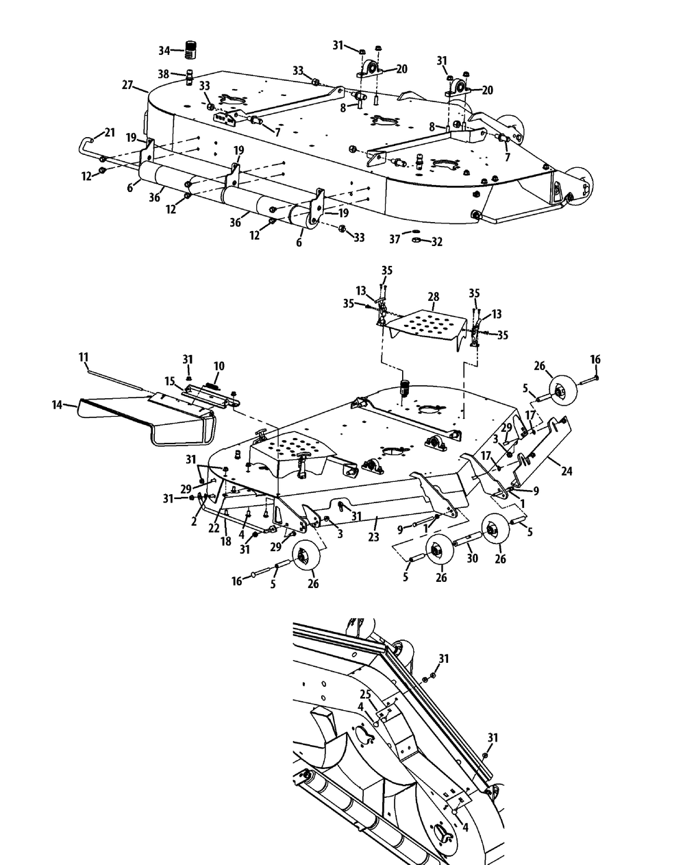 Mower Deck 60-Inch Diagram and Parts List for S6031-KW 53DI8DU6050-31HP Cub Cadet Lawn Tractor